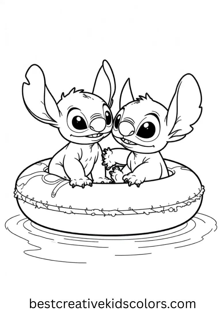 Stitch and Angel depicts them floating on a gentle river tube together.