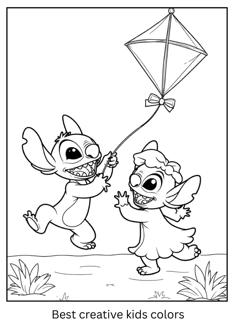 Stitch and Lilo Flying a Kite