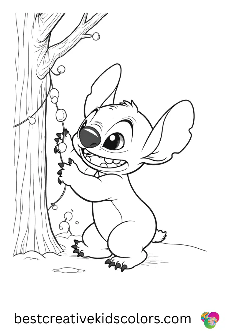 Stitch christmas for coloring pdf