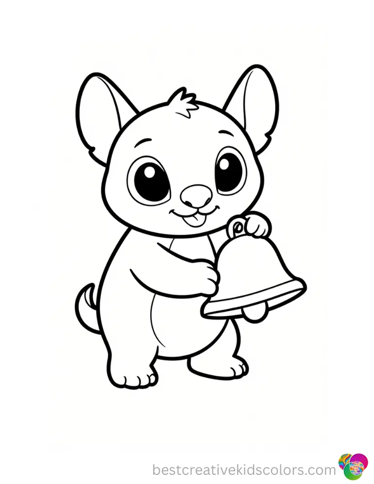 Look inside stitch coloring pages for adults to see Stitch tapping a brass bell.