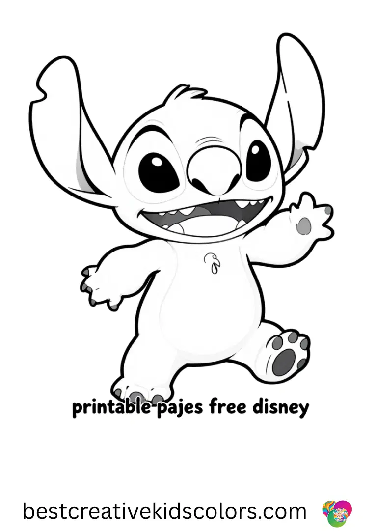 Stitch printable coloring pages free disney shows Stitch dancing at a vibrant luau party.