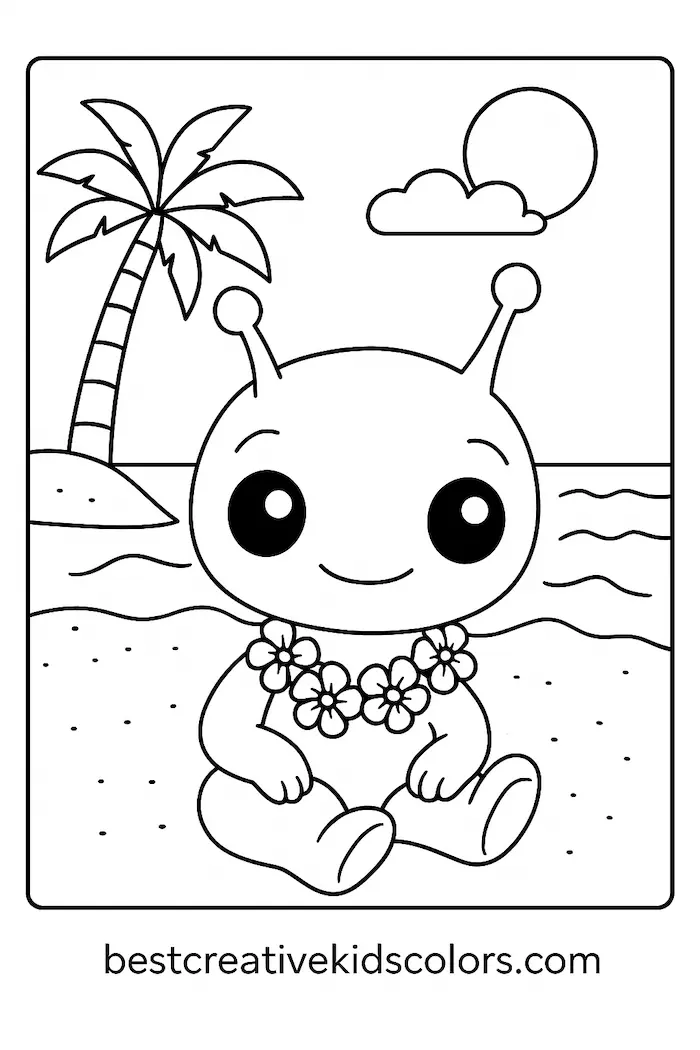 Stitch with a Flower Lei on the Island