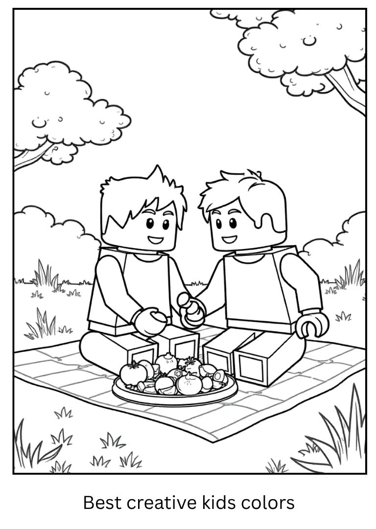 Summer Picnic – Minecraft Coloring Page