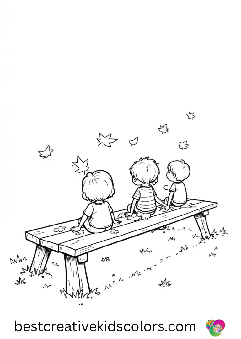 Summer colouring sheets ks1 presents children tracing leaf shapes onto paper laid across a wide picnic bench.