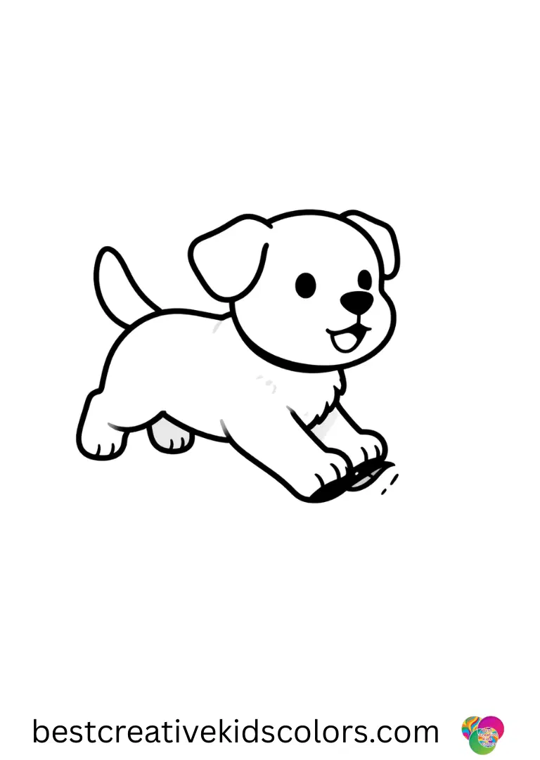 A playful puppy chasing a floating leaf appears in Summer colouring sheets printable.