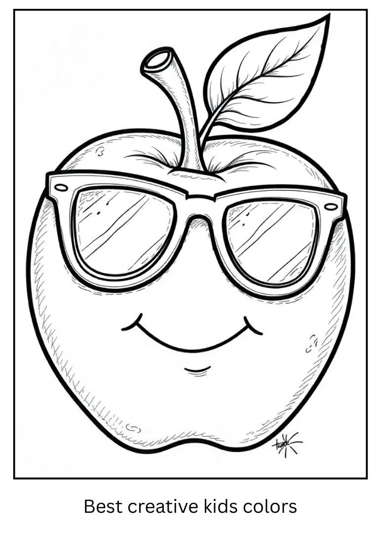 Sunglasses Apple Coloring Page