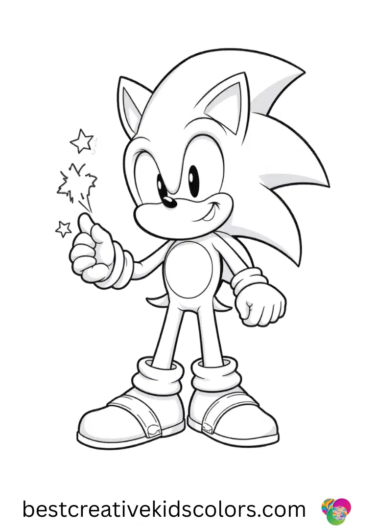 Super Sonic and Shadow Coloring pages depicts Super Sonic tossing stars while Shadow paints a canvas.