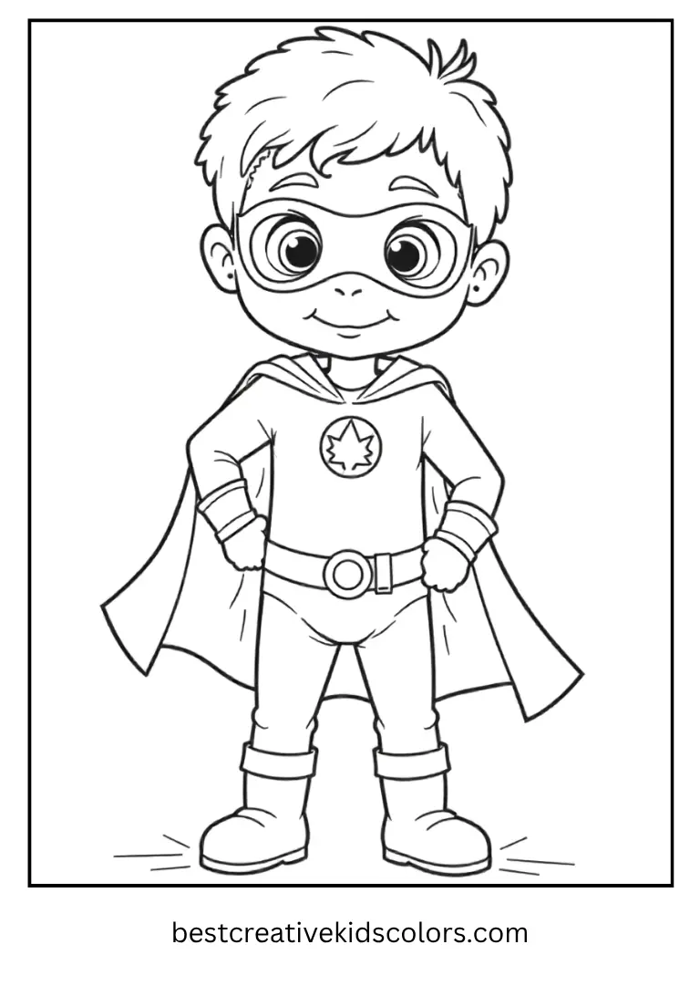 A brave kid dressed as a superhero collects candy.