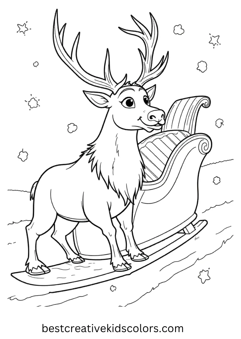 Magical Disney Coloring Pages – Print & Color for Kids 34 Svens Winter Sleigh Ride Disney Coloring Page