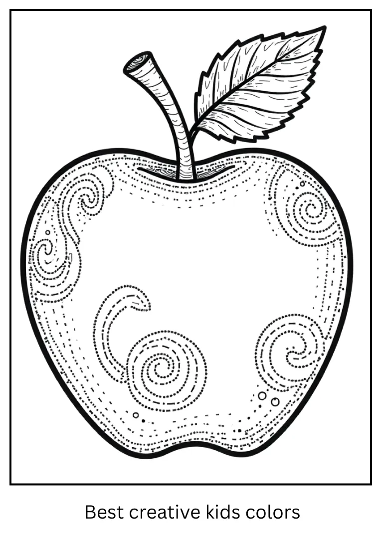 Swirly Apple Art Coloring Page