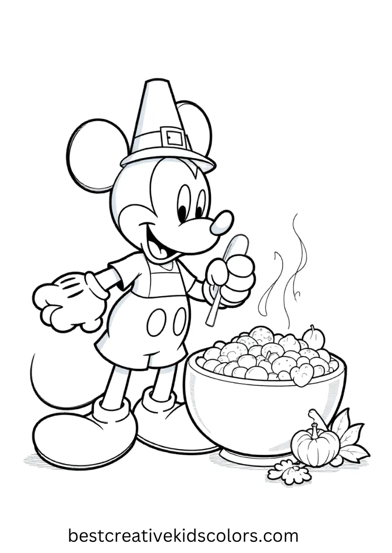 Magical Disney Coloring Pages – Print & Color for Kids 29 Thanksgiving Feast with Mickey Disney Coloring Page