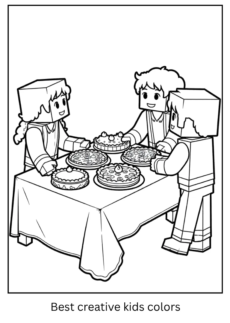 Thanksgiving Feast – Minecraft Coloring Sheet