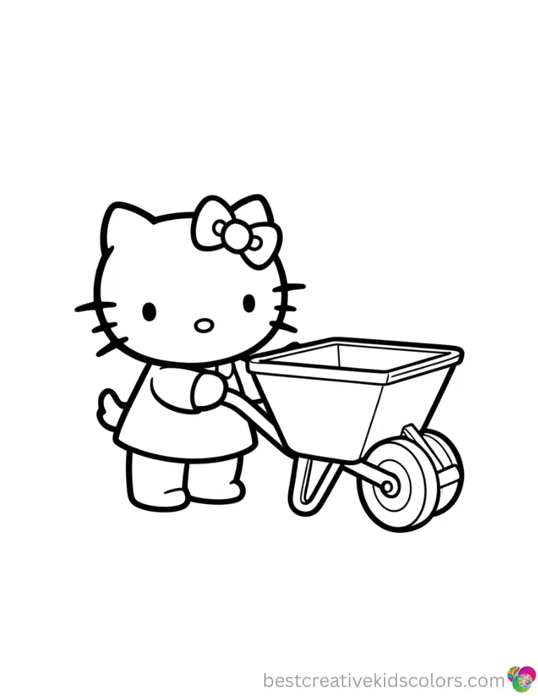 Hello Kitty safely pushes an empty wheelbarrow inside thanksgiving hello kitty drawing now.
