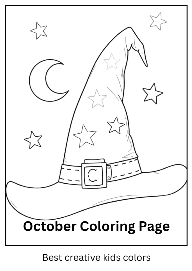 Title October Witch Hat Coloring Page