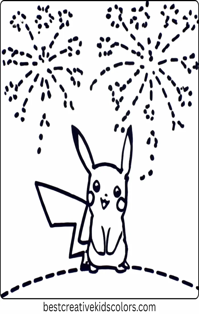 Title Pikachu Watching Fireworks on the 4th of July