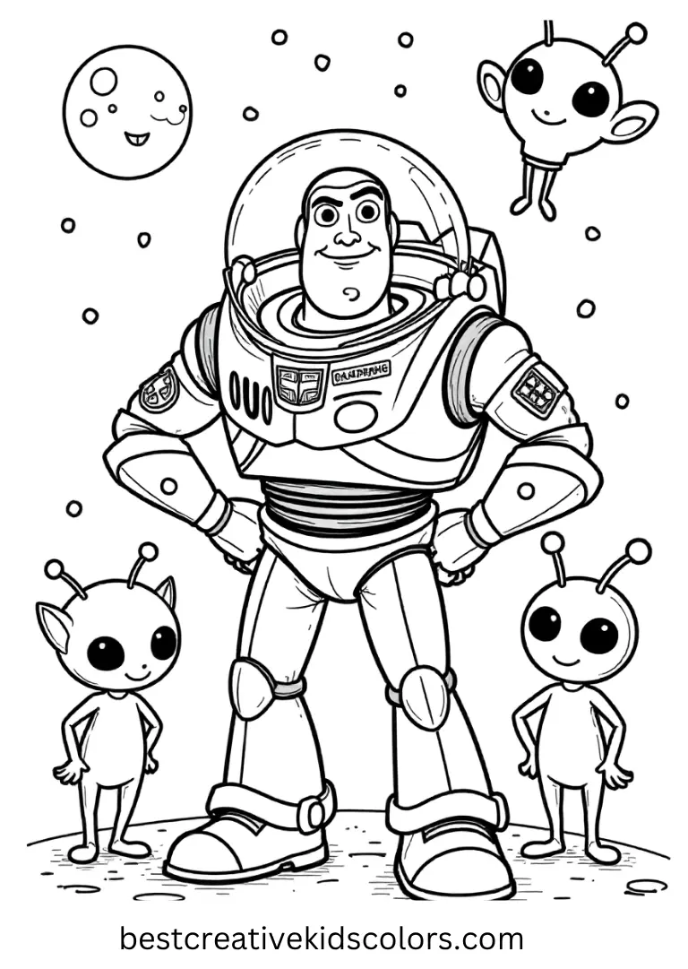 Explore outer space with Buzz and fun alien companions.
