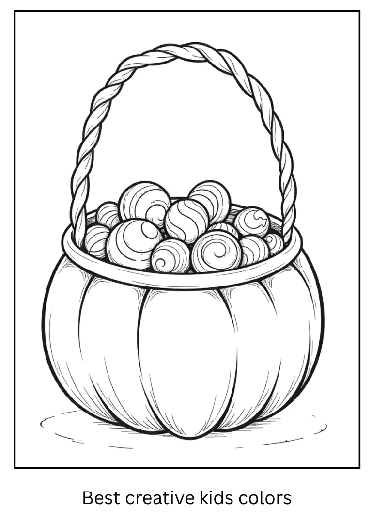 Trick or Treat Candy Basket Coloring Sheet