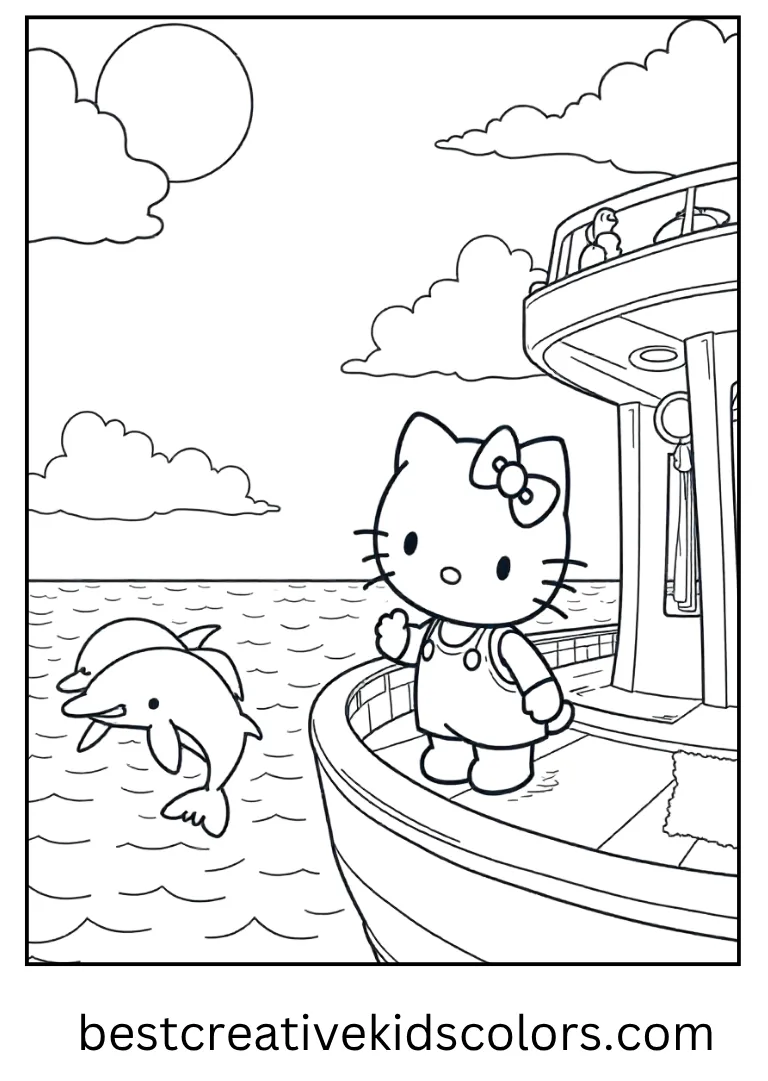 Tropical Cruise Hello Kitty Coloring Sheet