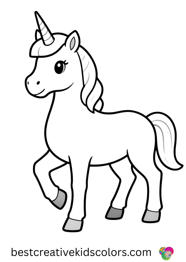 A majestic unicorn walks through misty mountains in these elegant Unicorn Coloring pages for adults