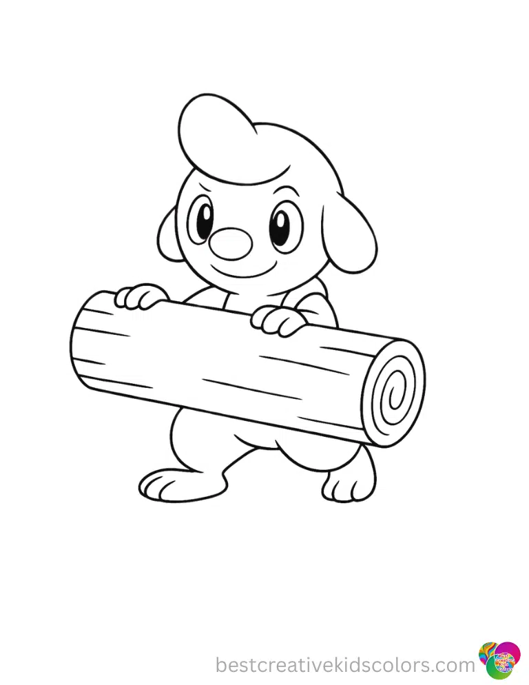 A Pokemon within Valentine's day pokemon coloring pages pdf rolls a heavy log slowly.