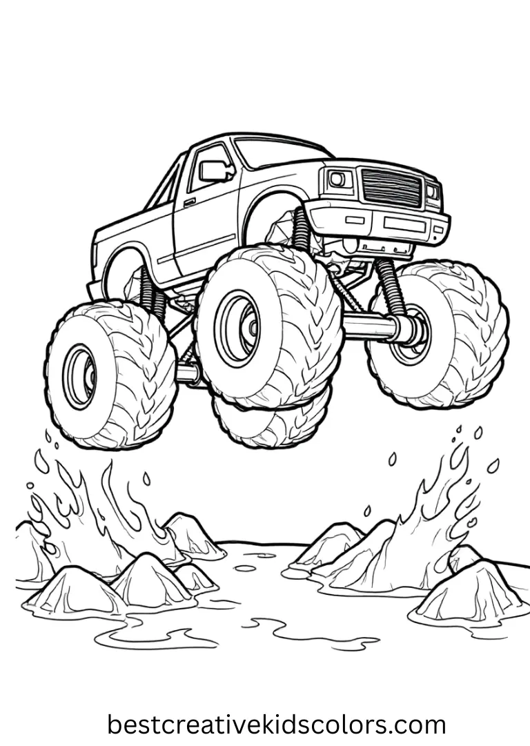 Volcano Monster Truck Coloring Pages Lava Leap