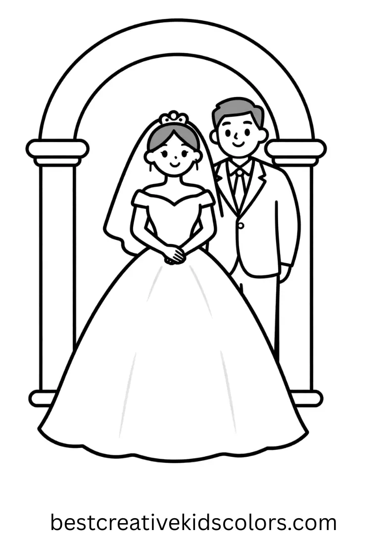 Wedding Colouring Pages for Kids Have fun with Wedding Colouring Pages for Kids, perfect for young artists to explore wedding scenes.