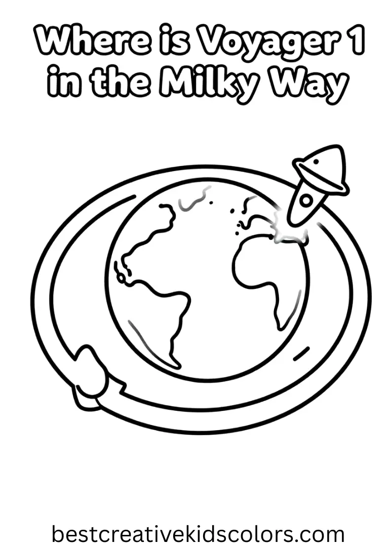 A rotating map outlines distant arms with a blinking probe icon in Where is Voyager 1 in the Milky Way.