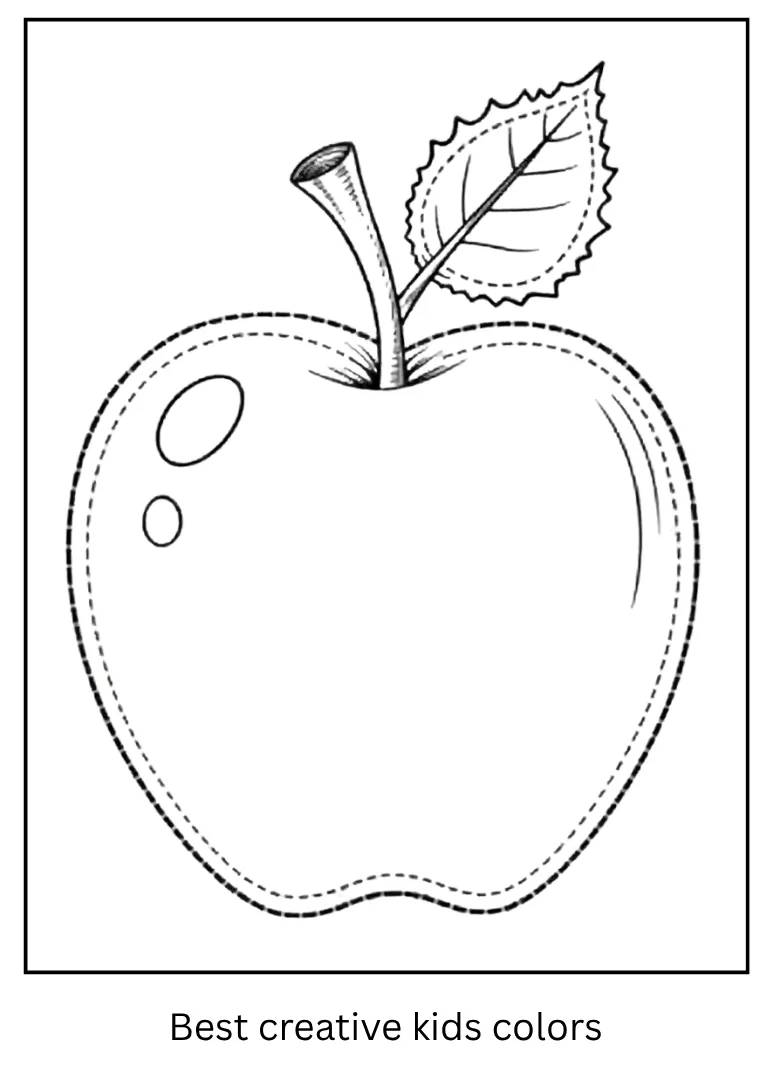 Whimsical Apple Illustration Coloring Page