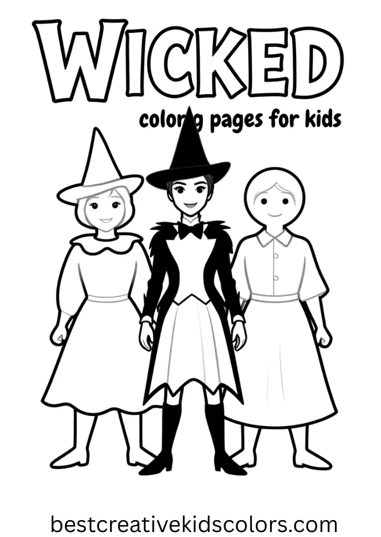 Wicked coloring pages for kids Have fun with Wicked coloring pages for kids, featuring playful and imaginative characters.