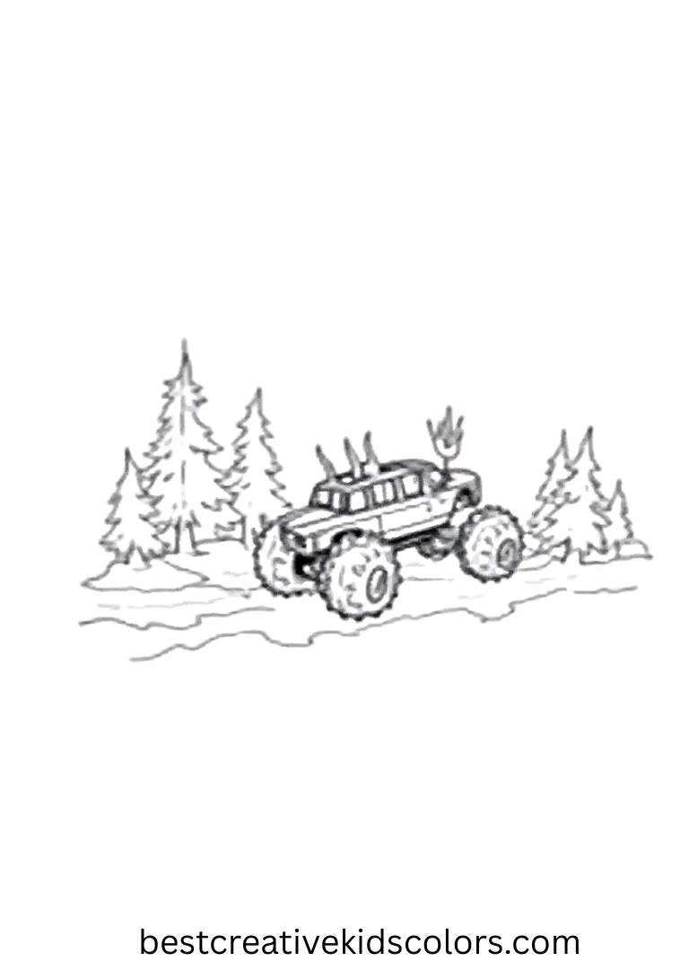Wild Horned Monster Truck Coloring Sheets Forest Run