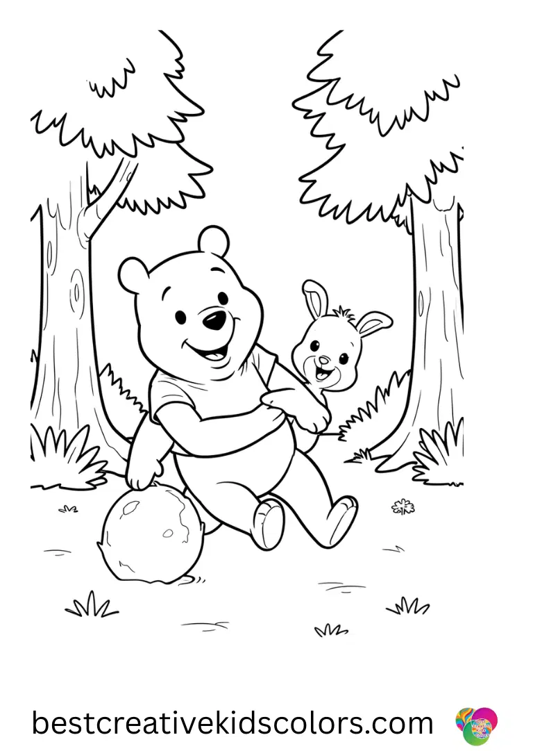 Winnie the pooh christmas coloring pages pdf free Winnie the pooh christmas coloring pages pdf free shows Roo building a snowman near the forest.