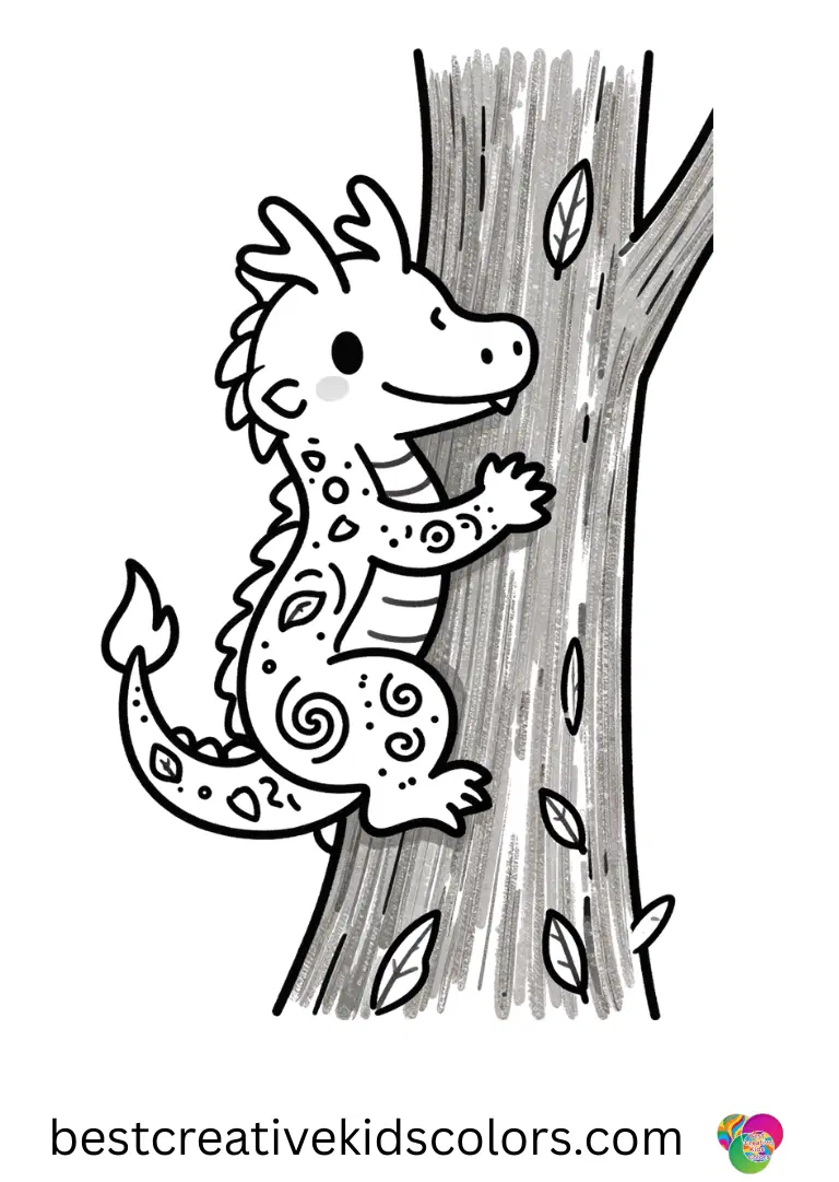 Wish dragon drawing pencil features a dragon sketching patterns on smooth tree bark.