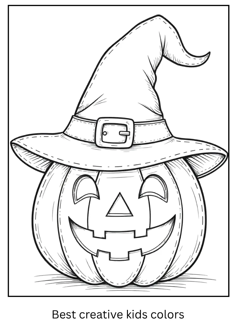 Witch Hat Pumpkin Coloring Page for Halloween