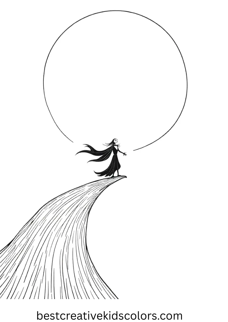 Zero Nightmare Before Christmas coloring page Zero Nightmare Before Christmas coloring page shows Zero gliding in a circle above a blank hill for kids.