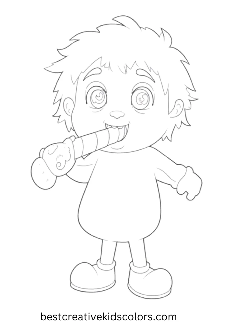 Zero with Candy Cane Coloring Page Zero playfully carries a glowing candy cane in his mouth.