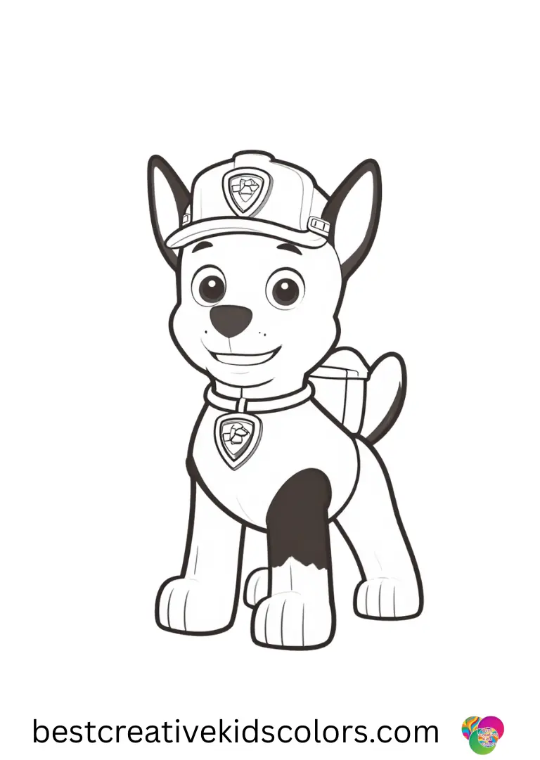 Zuma Paw Patrol Coloring Page shows him rolling smooth pebbles along a sandy shore.