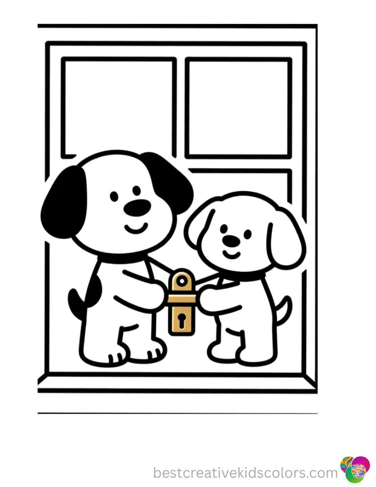 bluey coloring sheet features Bluey carefully wiping a dusty mirror with a cloth.