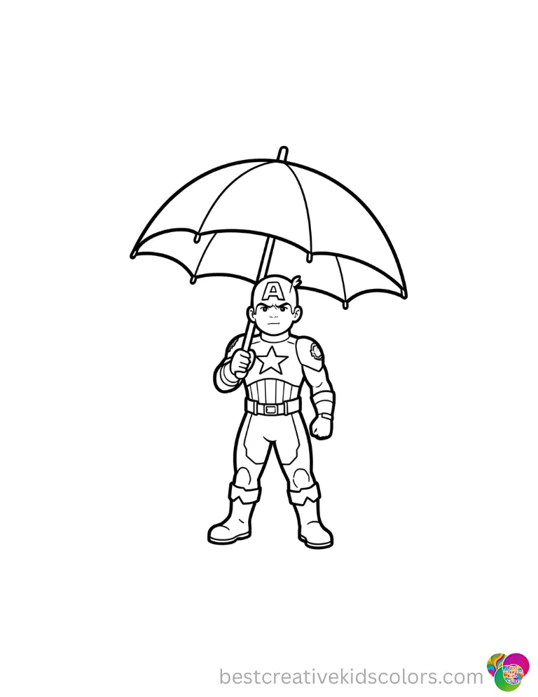 Enjoy seeing him in captain america coloring sheets sheltering safely under a huge umbrella.