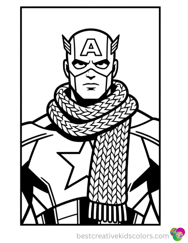 Find him in these captain america images for colouring wrapping a thick knitted scarf.