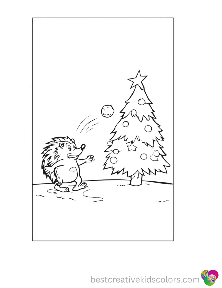 Sonic within christmas sonic pictures playfully throws a soft snowball at a big tree.