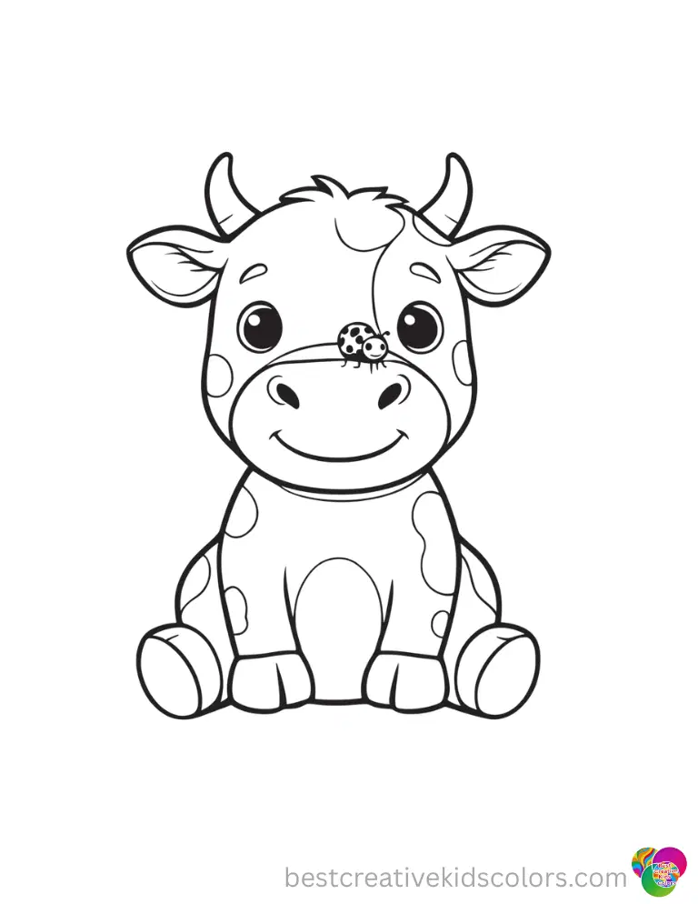 A simple wooden gate swings open gently for an animal in coloring page of a cow.