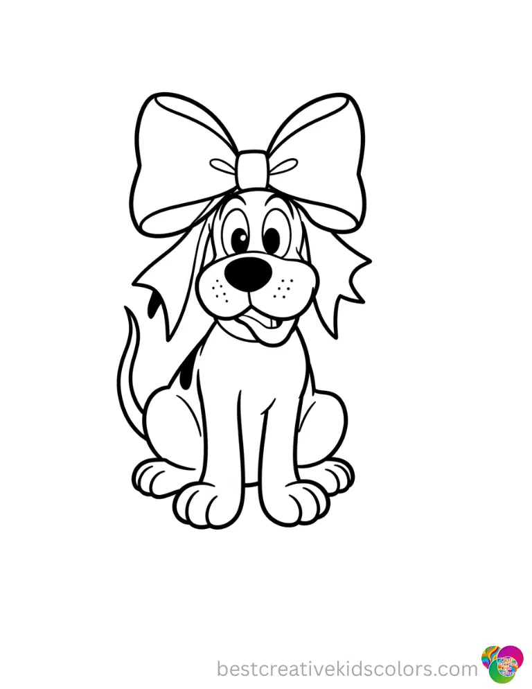 coloring pages disney christmas Outline Pluto proudly wearing a massive festive bow with coloring pages disney christmas.