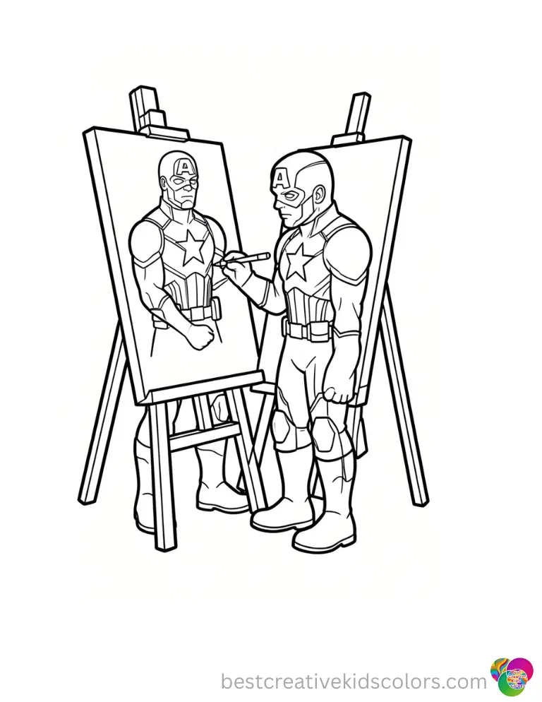 See him sketching on a bright canvas easel in these coloring pages for captain america.
