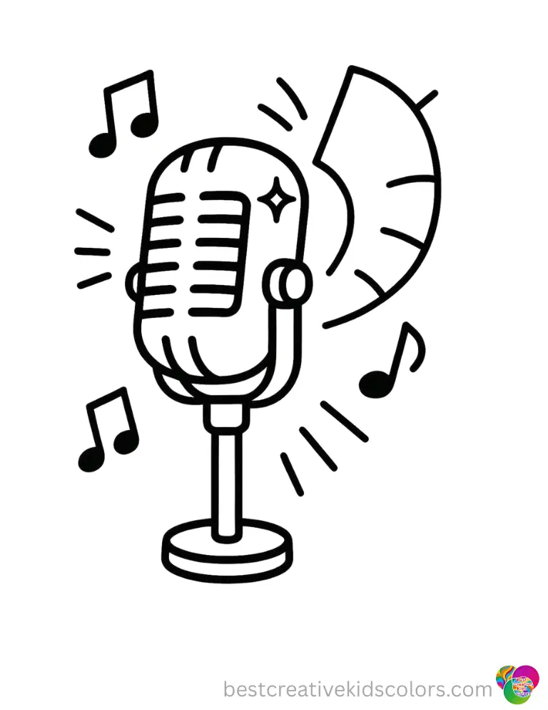A shiny microphone inside coloring pages kpop perfectly amplifies a loud vocal track.