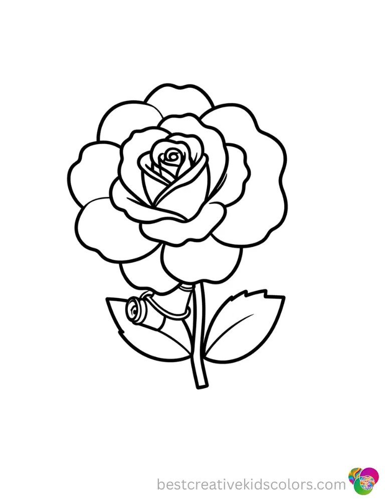 coloring pages of roses displays a cheerful flower that balances a tiny thimble.