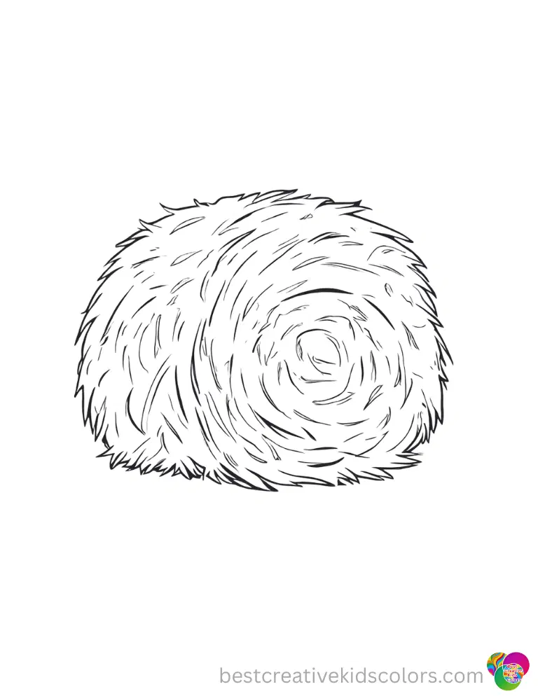 A soft bale of dry hay sits perfectly waiting for a hungry animal in cow pictures to color.