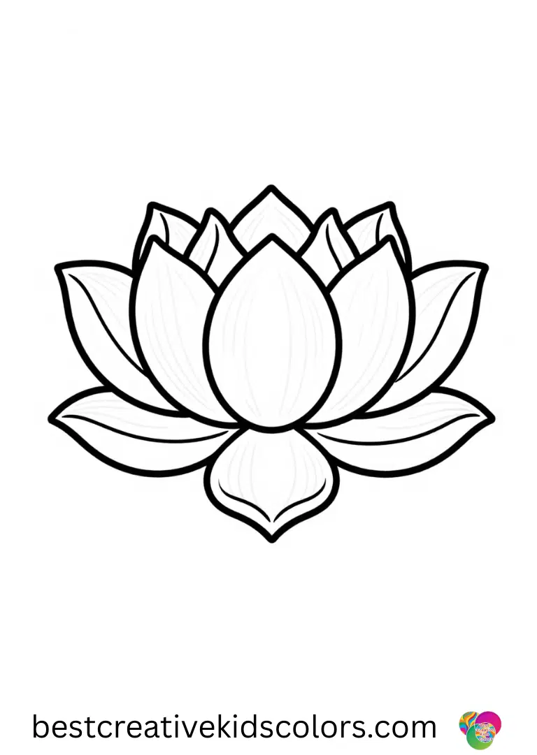 Scrap colouring lotus flower shows a lotus opening slowly with gentle water ripples on a calm pond