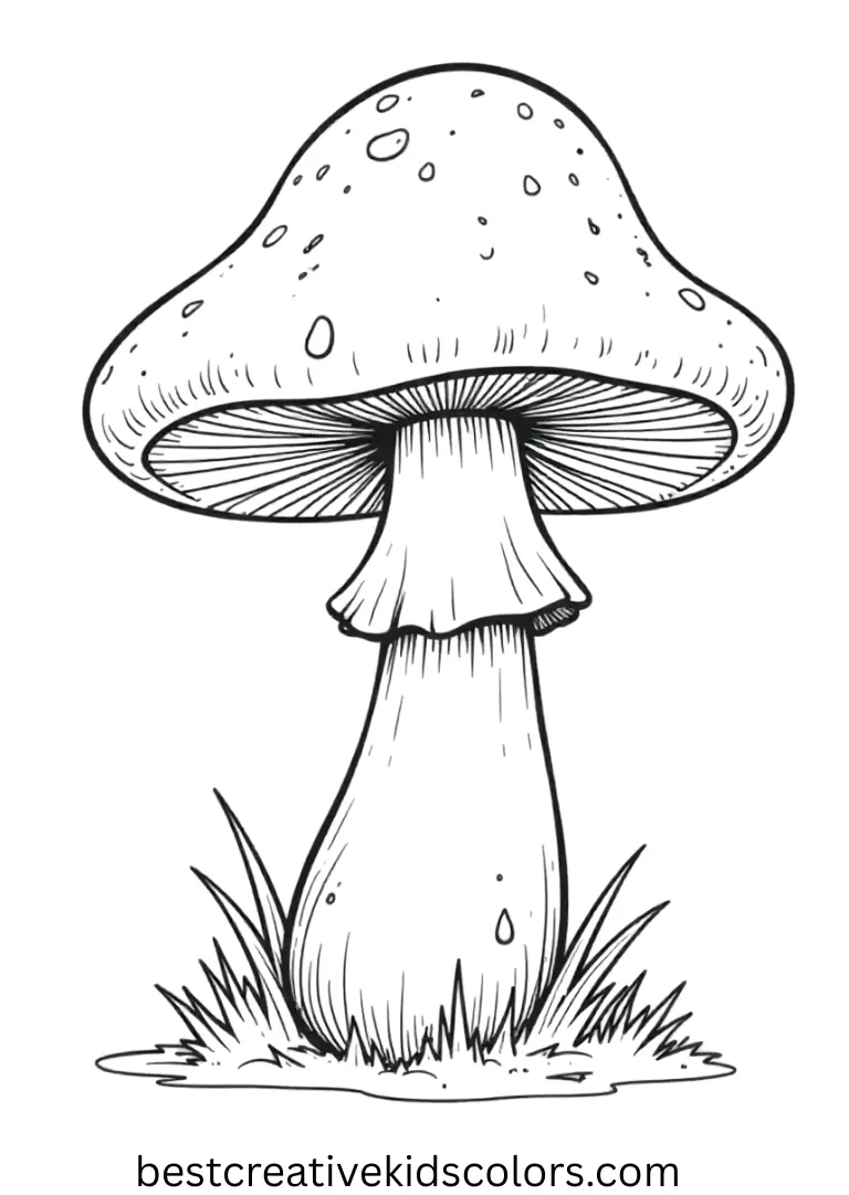 easy mushroom coloring page