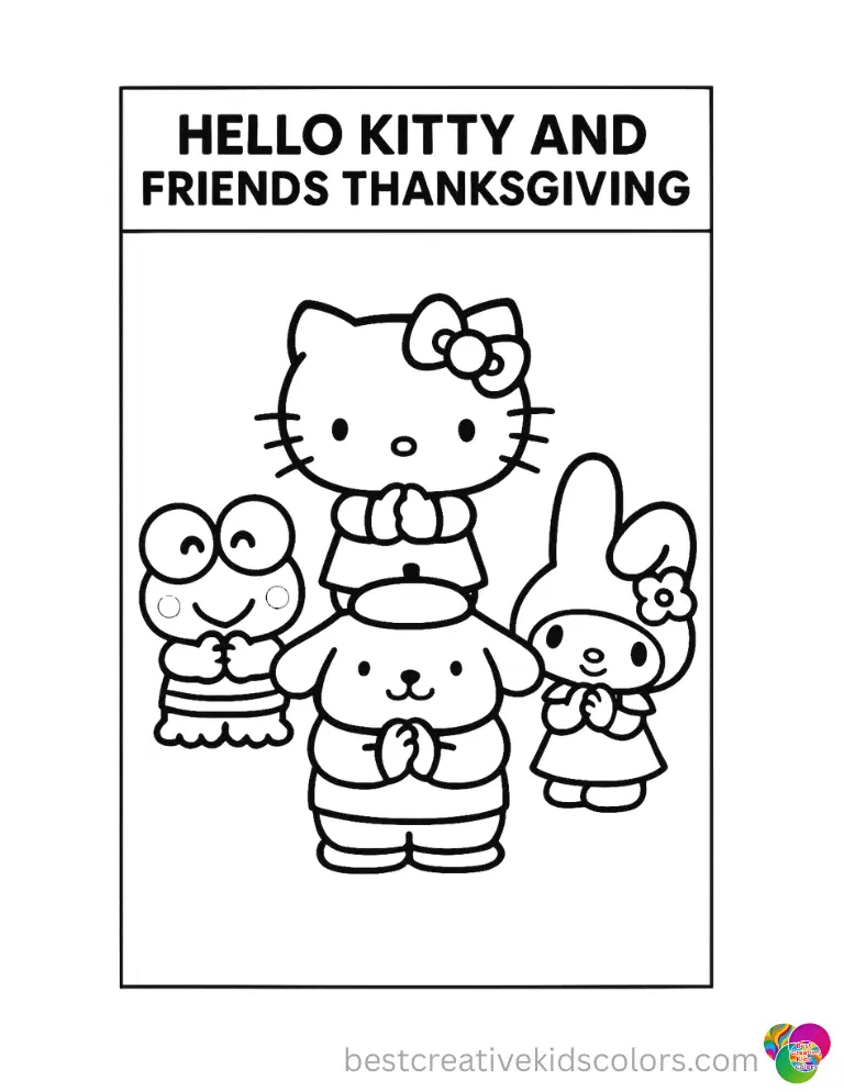 Hello Kitty and her cheerful pals clap their hands loudly in hello kitty and friends thanksgiving.