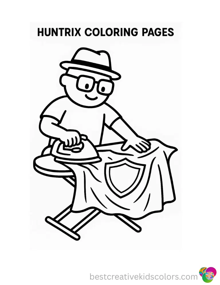 Huntrix smoothly irons a wrinkled superhero cape completely in huntrix coloring pages.